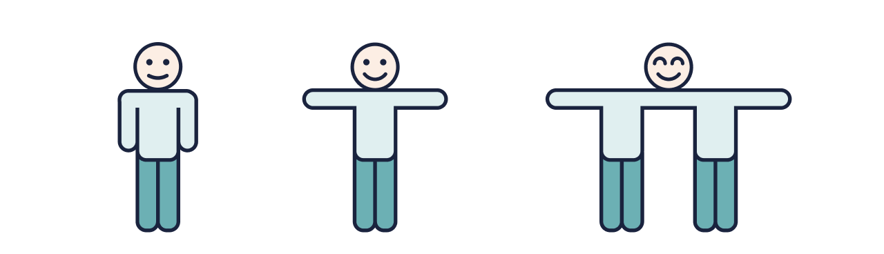 An illustration showing the concept of I-shaped vs. T-shaped vs. Pi-shaped professionals